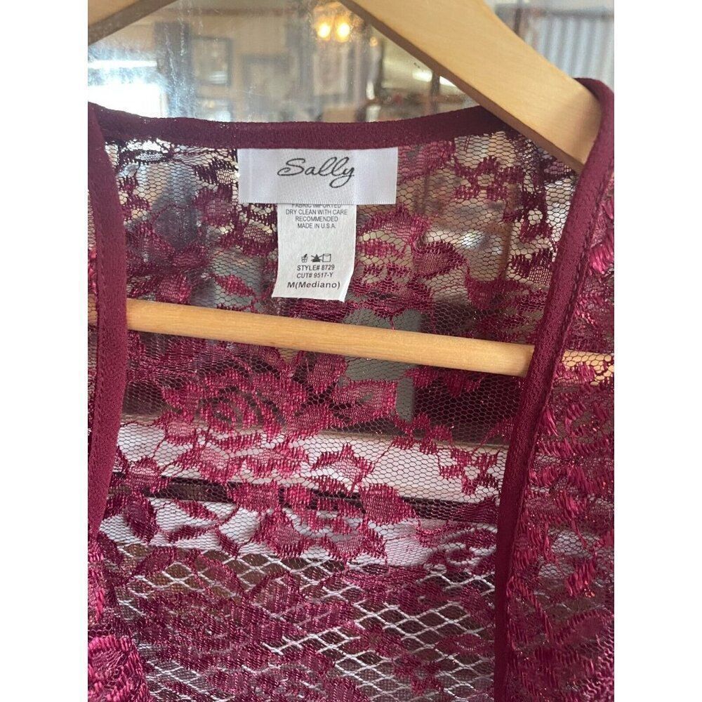 SALLY WIne / Burgundy DRESS with lace jacket SIZE M - Picture 7 of 13